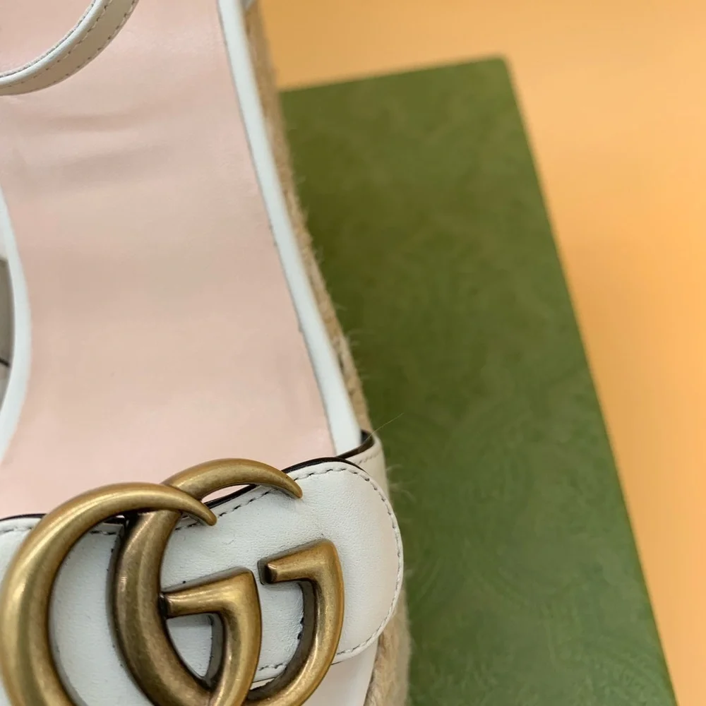 Gucci Lifford Double G Logo Espadrilles Sandals size 41.5
